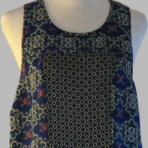 Xhilaraton Women's Sleeveless Pullover Blue Floral Pullover Tunic Size L (C807)